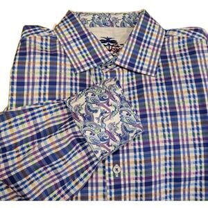 Robert Graham Multicolor Plaid Long Sleeve Button Down Shirt Size Medium Preppy